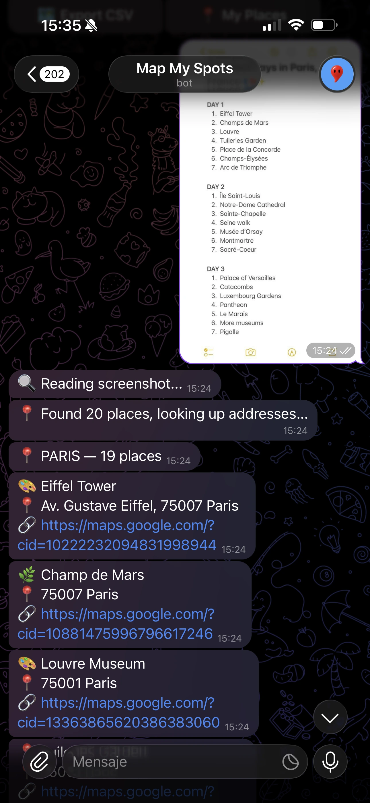 Paris 20 places found