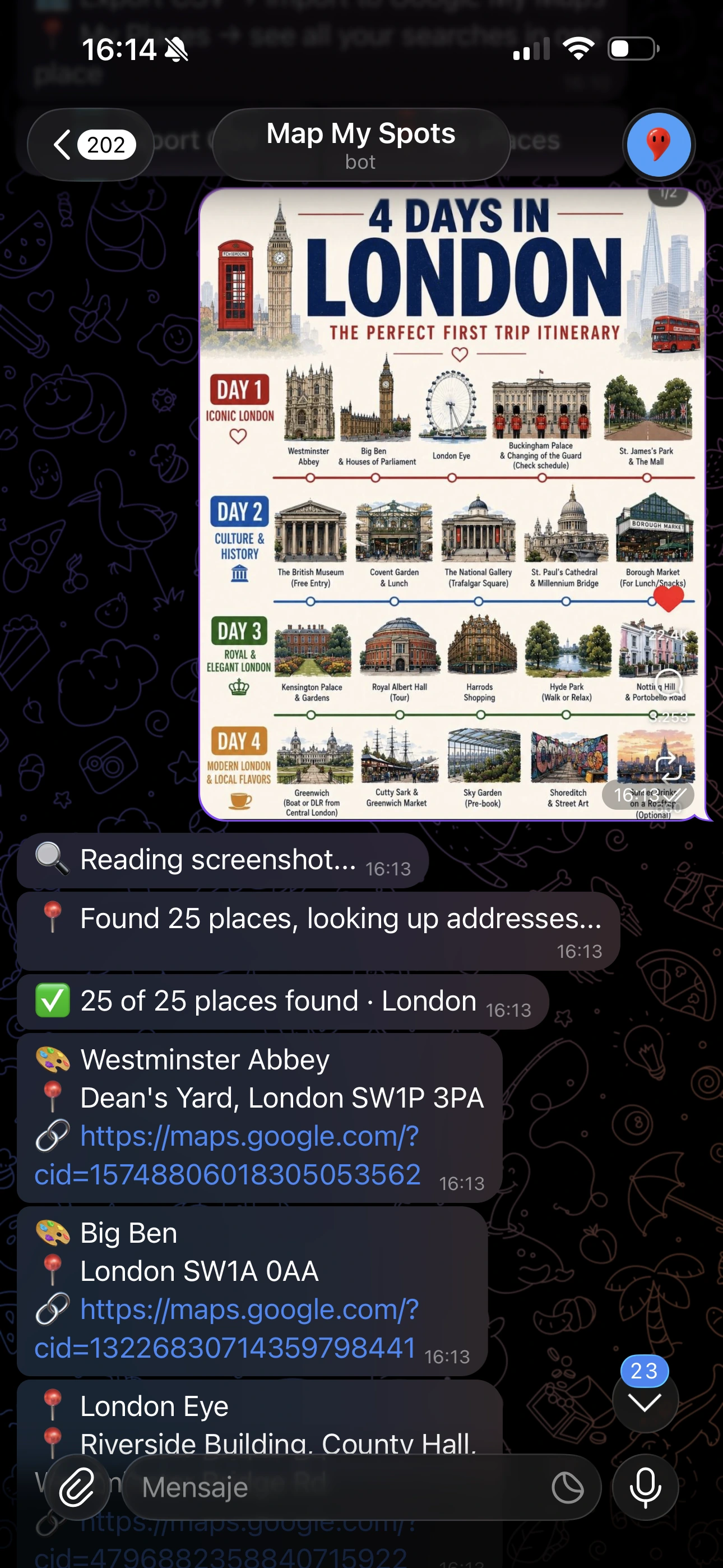 London 25 places found