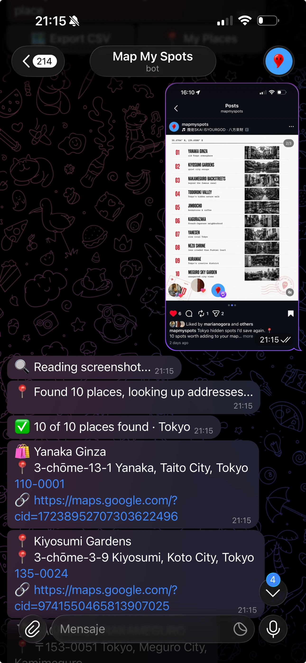 Tokyo 10 places found